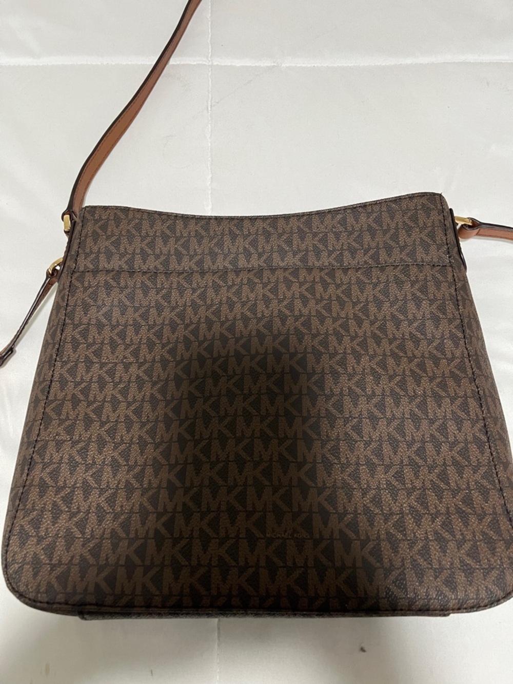 Michael Kors Brown MK Signature Crossbody Bag with Tan Strap - Picture 3 of 9